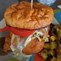 Mock fish sandwich at Veggie Village and Caribbean Cuisine in Nashville