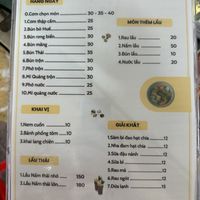 Menu  at Thien Phuoc in Nha Trang