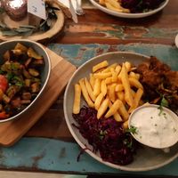 Pilz-Gyros mit zusätzlichem Grillgemüse at Weingut Trautwein - Restaurant & Hotel in Flonheim