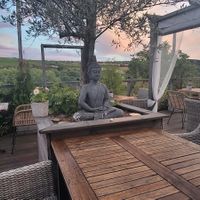 Outdoor sunset dining at Weingut Trautwein - Restaurant & Hotel in Flonheim