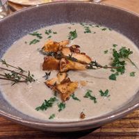 Cream of mushroom with chanterelles at Weingut Trautwein - Restaurant & Hotel in Flonheim