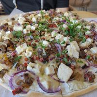 Tarte flambee medizerrean at Weingut Trautwein - Restaurant & Hotel in Flonheim