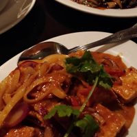 tofu satay, black bean vegetables and boiled rice at Oriental Aroma in Royal Wootton Bassett