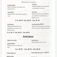 Menu  at Strawberry Fields Cafe in Midland