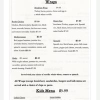 Menu at Strawberry Fields Cafe in Midland