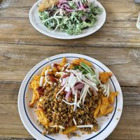 My friend got a salad with fried eggplant. Beyond good.   at Two Dollar Radio Headquarters in Columbus