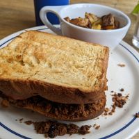 Walnut Chorizo Grilled Cheeze at Two Dollar Radio Headquarters in Columbus