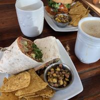 Avocado wrap with buffalo chicken sandwich  at Two Dollar Radio Headquarters in Columbus