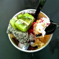 salted peanut butter froyo w/ fresh fruit  at VAVA Frozen Yogurt - Thae Pae Gate in Chiang Mai