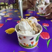 3 different flavours of ice cream - coconut, sweet potato and chocolate   at Kohco Man in Koh Phayam
