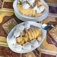 Sticky rice with ice cream and food salad with ice cream  at Kohco Man in Koh Phayam