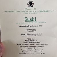 Menu  at Sushi Yah Man in Noosa Heads