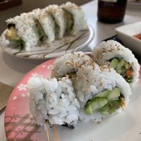 Salad roll and avo/cucumber roll (vegan)   at Sushi Yah Man in Noosa Heads