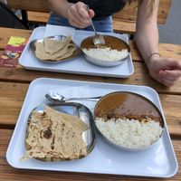 Vegan Rajma (Kidneybeans with homemade spice mix) with rice and chapati at Mumbai Cuisine in Graz