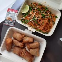 Pad thai, spring rolls at Nop Nan in Bangkok