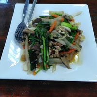 Veggies with rice noodles at Nop Nan in Bangkok