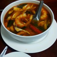 Tom Yan soup (mock prawns) at Nop Nan in Bangkok
