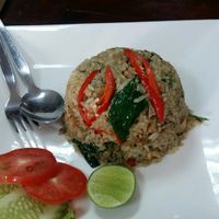 Green curry fried rice at Nop Nan in Bangkok