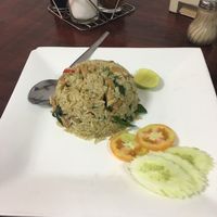 Green curry fried rice  at Nop Nan in Bangkok