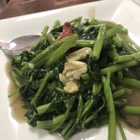 Morning glory in chilli and garlic  at Nop Nan in Bangkok