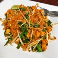 Pad Thai, amazing! 60 baht - menu says it comes with mock prawns but I suppose she had run out as there were none. Didn’t need it though. at Nop Nan in Bangkok
