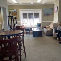 Upstairs seating area at The Met Coffee House and Art Gallery in North Conway