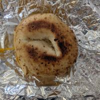 Vegan mountaineer on onion bagel at The Met Coffee House and Art Gallery in North Conway