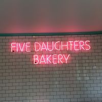love this neon sign over the main area at Five Daughters Bakery - Caruthers Ave in Nashville