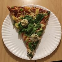 Vegan pizza with spinach, pineapple, and tofu ricotta at Trail Rider in Cedar Crest