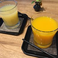 Apple juice and mandarin juice. at Cafe Guri in Kamakura