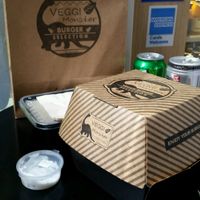 Cool packaging - burger and pasta combos at Veggi Monster in Hong Kong Island