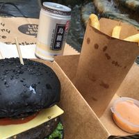 Dark Giant Burger & Fries at Veggi Monster in Hong Kong Island
