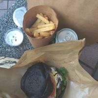 Burger combo with free soda for $69 at Veggi Monster in Hong Kong Island