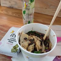 Well, the soup has definitely shrank (from previous posting) but it tastes nice. Broth has a mushroom flavour, and that's a bonus. Gyoza aren't fried unfortunately, since my favour at STN - Itsu in Stansted