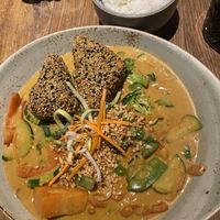 Erdnuss Curry mit Tofu im Sesam Mantel  #Veganuary at Green Thai in Frankfurt