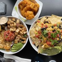 Buffalo Cauliflower, Taco ‘Bout It Salad, Nachos  at Detroit Street Filling Station in Ann Arbor