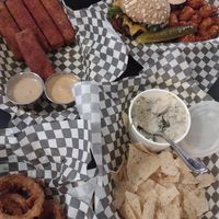 Tofu sticks were great! Lots of chips were broken tiny bits for spinach dip at Detroit Street Filling Station in Ann Arbor