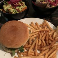 Vegan burger, loaded fries and sticky burrito  at Prikid in Reykjavik