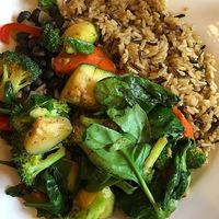 Rice and beans plate at Runcible Spoon in Bloomington