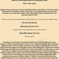 Coffee & tea options at Runcible Spoon in Bloomington