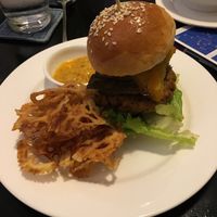 Falafel burger with lotus crisps at Friends in Phnom Penh