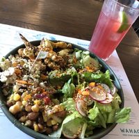 Wholefood salad and hibiscus juice   at Wahaca in Edinburgh