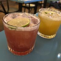 Hibiscus marg (red) and tropical marg  at Wahaca in Edinburgh