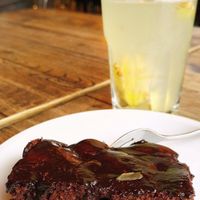 homemade cake and fresh ginger-lemon tea at Kaffeerösterei in Sylt