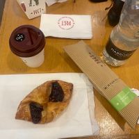 Very berry croissant, meatless meatball hot wrap and an oat flat white  at STN - Pret A Manger in Stansted