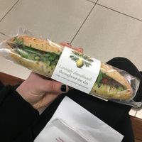 Tasty avocado pesto ciabatta with rocket salad and sundried tomatoes  at STN - Pret A Manger in Stansted