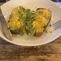 Avo and scrambled tofu on sourdough at Beetroot Sauvage in Edinburgh