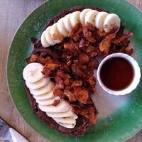 Banana and coconut 'bacon' french toast at Beetroot Sauvage in Edinburgh