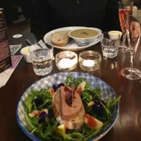 Faux gras and soup at Beetroot Sauvage in Edinburgh