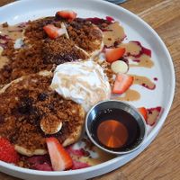 Biscoff, blueberry pancakes at Serenity Now in Glasgow